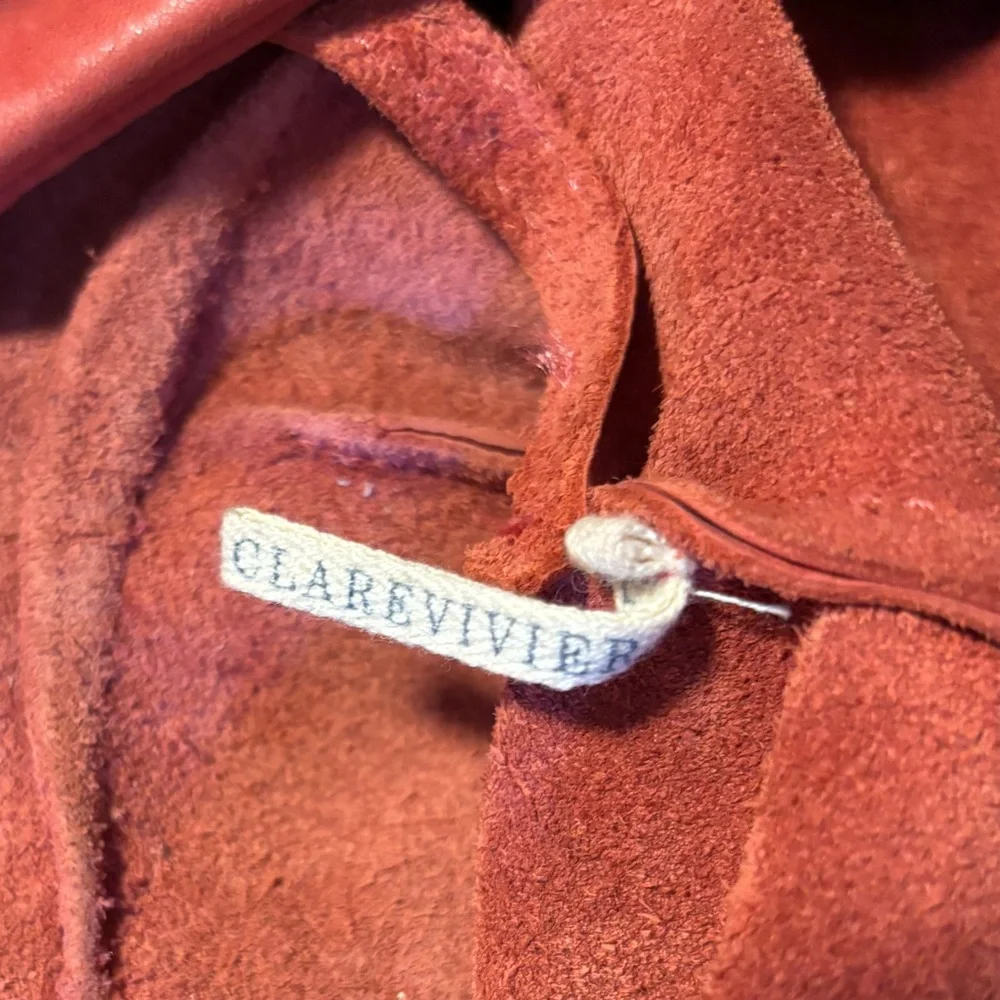 Clare V Red Nubuck Leather Messenger Bag Vintage Clare Vivier - Picture 5 of 8